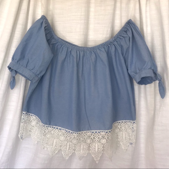 Majora Off The Shoulder Blue Top - Picture 2 of 9